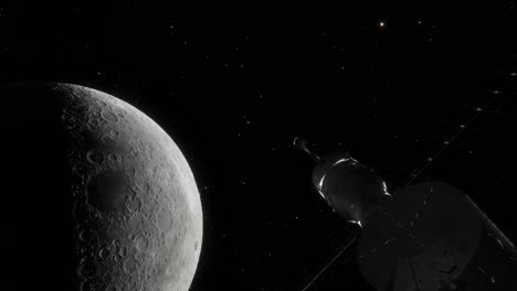 the moon as viewed from the high above, in the proposed lunar gateway space station