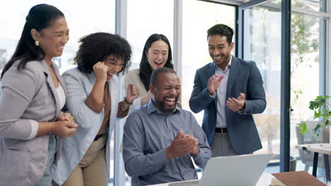 Black-man,-applause-or-happy-business-people