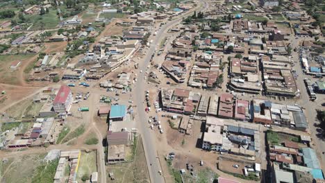 poor african town simple architecture and buildings aerial panorama, kenya