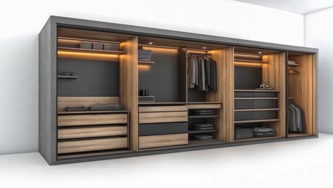 modern wardrobe with integrated lighting and storage solutions