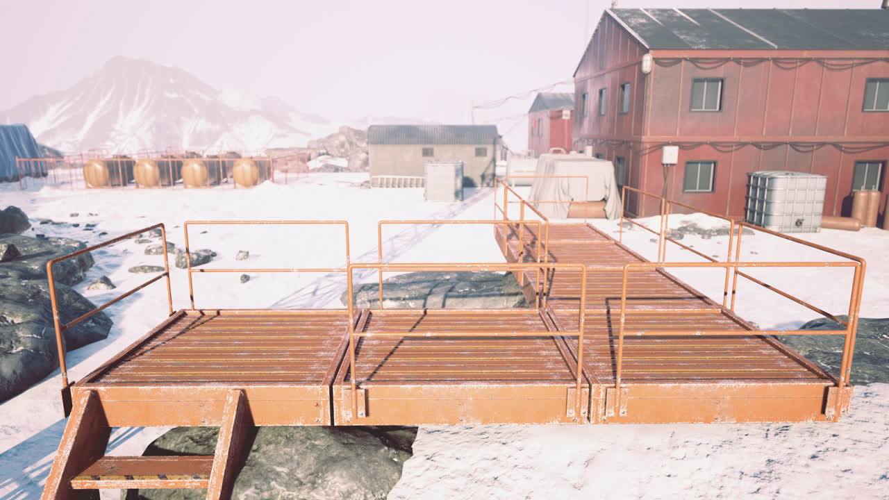Exploration platform over snow covered terrain in a remote research facility
