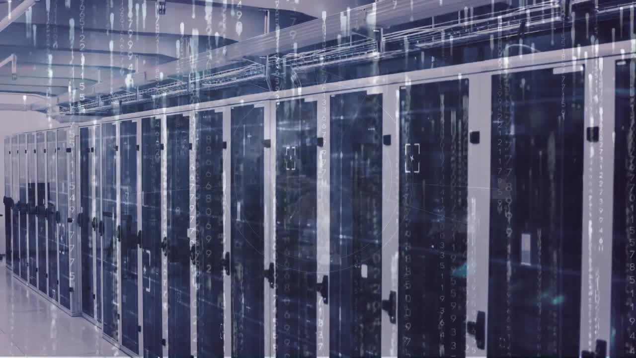 Animation of lights falling over servers