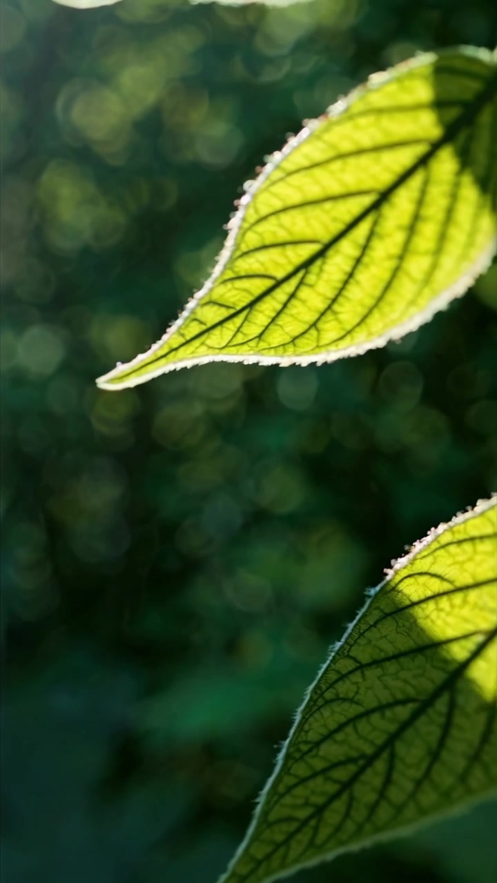 Sunlight Shining Through Green Leaves in a Forest