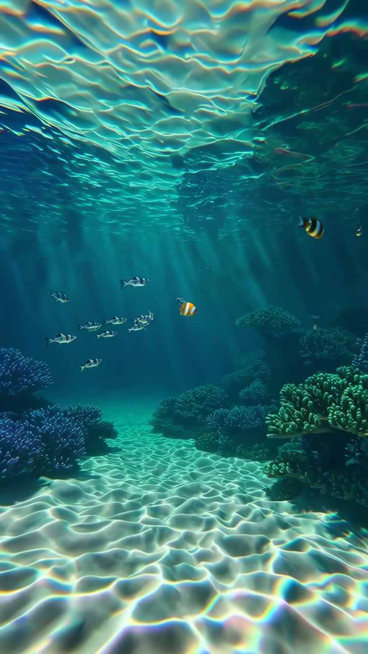 Underwater Coral Reefs with Vibrant Marine Life and Clownfish