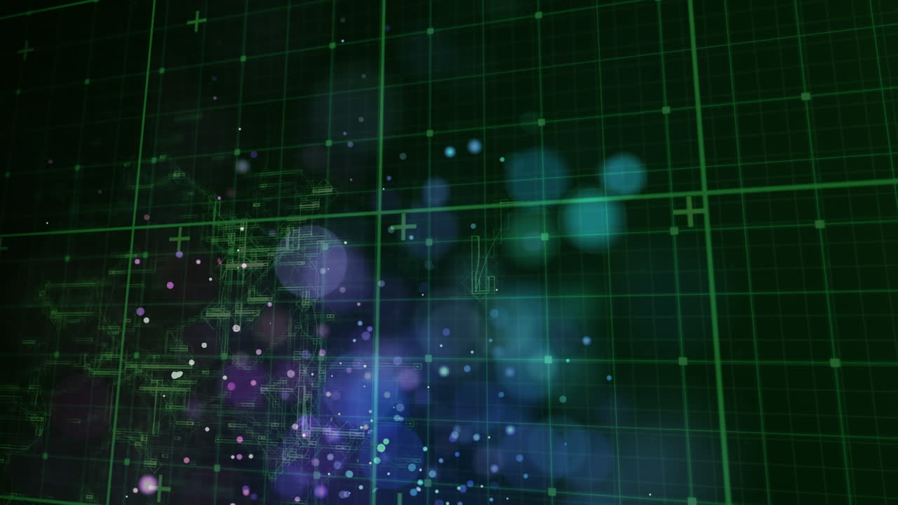 그리드 상의 디지털 데이터 처리의 애니메이션