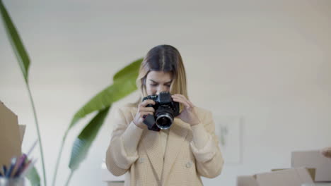 young caucasian businesswoman in elegant jacket