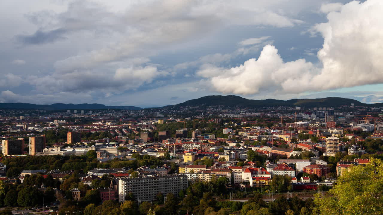 oslo panorámica aérea vista de la ciudad timelapse