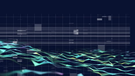 abstract geometric shapes and lines forming dynamic digital landscape animation