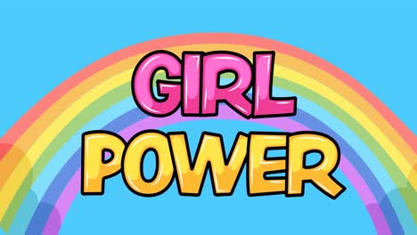 Zusammensetzung-Des-Textes-„Girls-Power“,-über-Regenbogen