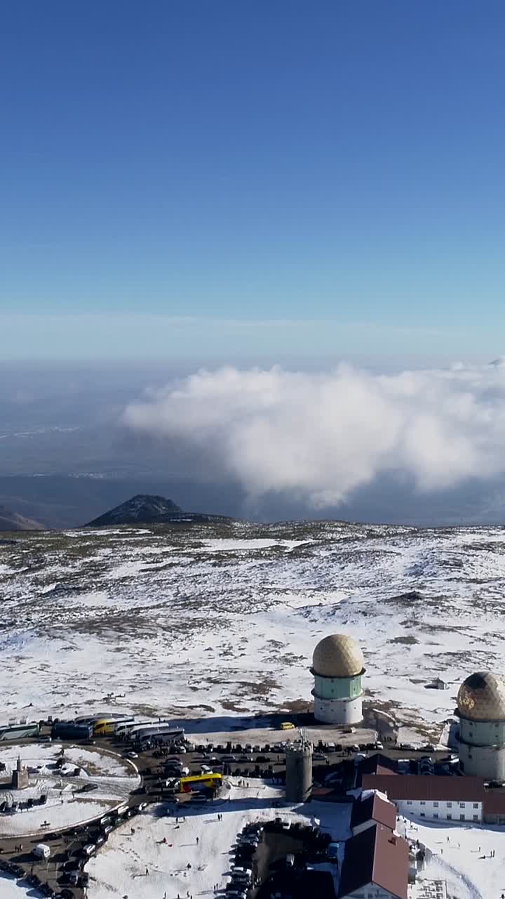 Aerial Mountain Snow in Serra da Estrela Portugal vertical video