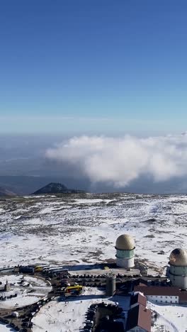 aerial mountain snow in serra da estrela portugal vertical video