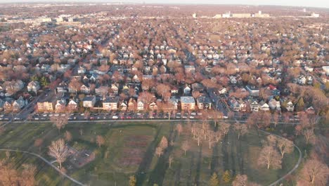 golden hour,camera tilting up, neighborhood in minneapolis during golden hour