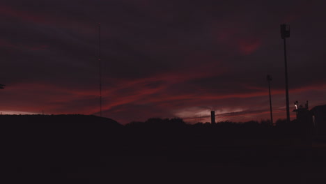 west texas sunset as clouds roll by with a pink and blue sky