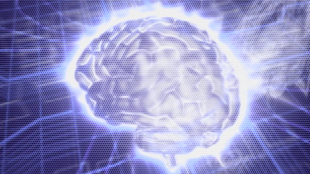 회전하는 인간의 뇌의 해부학을 보여주는 애니메이션 움직이는 배경