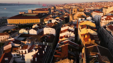 Drone view of peaceful Lisbon morning