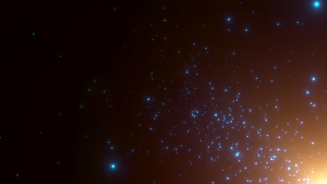 campos de estrellas azules cinematográficas y destellos voladores en la galaxia