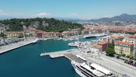 Schöner-Hafen-Cote-D&#39;Azur-Frankreich-Drohne,-Luftaufnahme