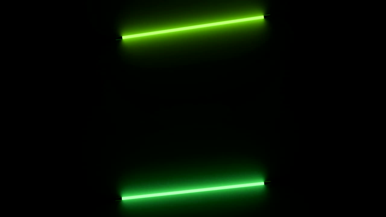 Neon Green Light Tubes on Black Background