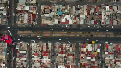 drone shifting from left to right revealing the suburban district of mexico city