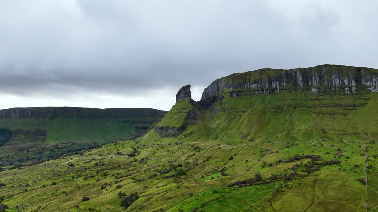Aerial Wide view of Eagles Rock formation in Lietrim County Ireland