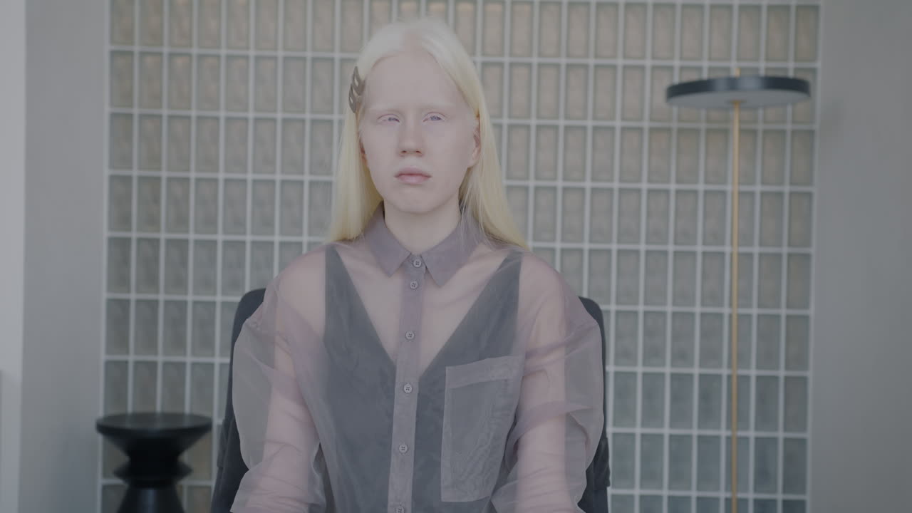 Portrait of a Young Woman with Albinism