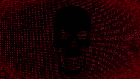 hacking attack message pirate skull. 4k computer virus attack, cyber security, malware animation.