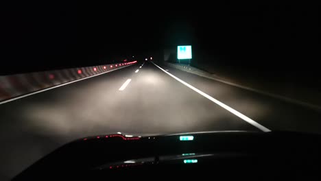 night driving on the highway with high beams