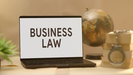 business law displayed in legal laptop screen