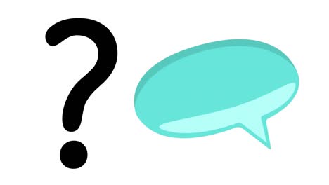 Animation of speech bubble and question mark on white background