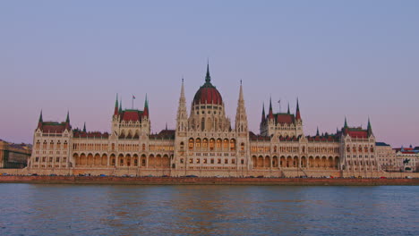 wide shot of budapest parliament, hungary, danube