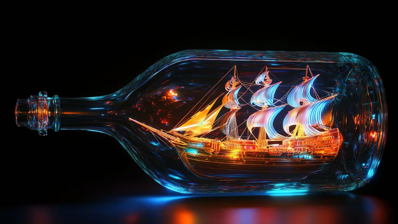 Illuminated Ship in a Bottle