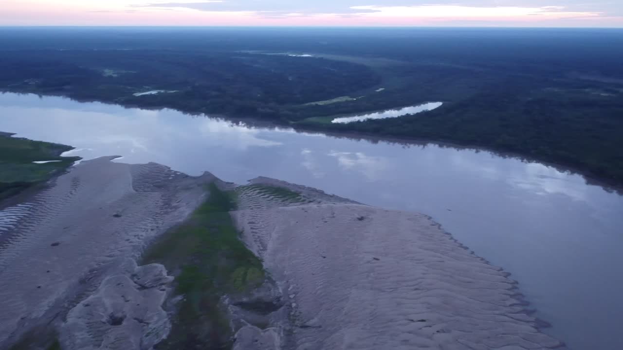 남미에서 일출 아마존 강의 항공 보기