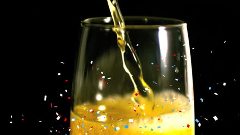 Animation-of-confetti-falling-over-champagne-glass