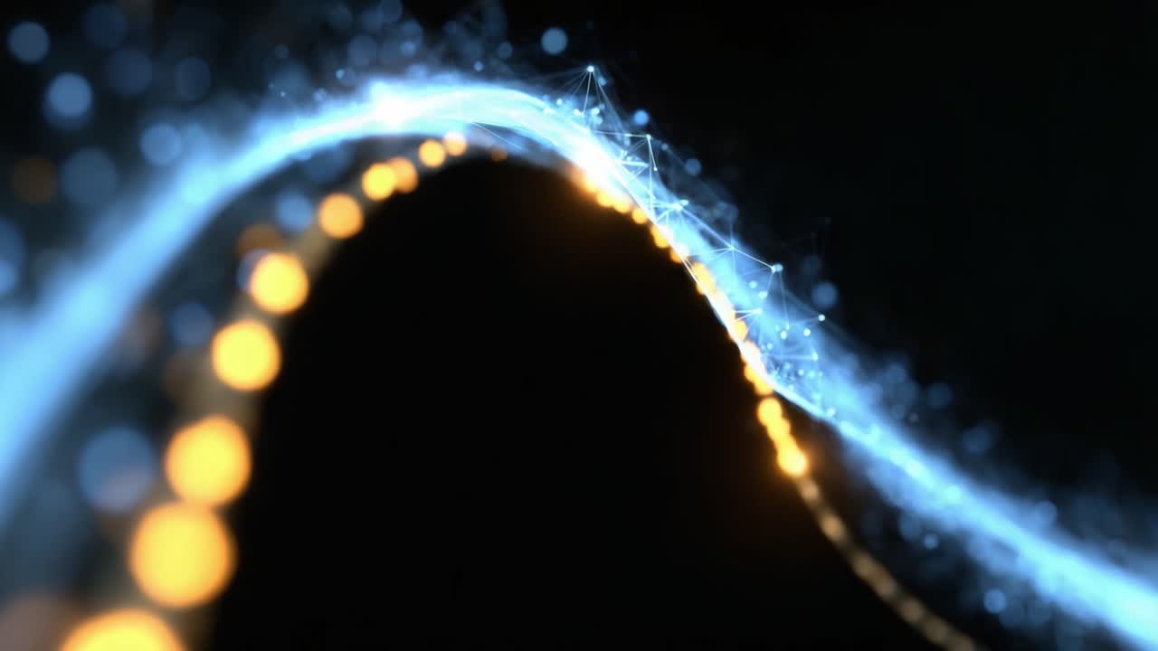 A Beautiful Flow of Light Particles Creating a Dazzling Wave of Color in a Dark Background, Perfect for Abstract Visuals and Artistic Expressions