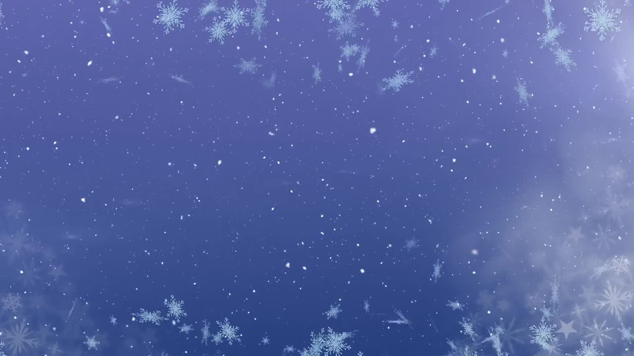 animação de neve caindo sobre flocos de neve e estrelas em fundo roxo