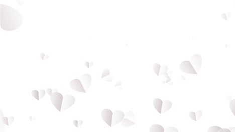 white paper hearts floating on white abstract st valentines day motion background. 4k 3d seamless looping. love theme festive of flying hearts for valentine's day, valentines day, wedding anniversary.