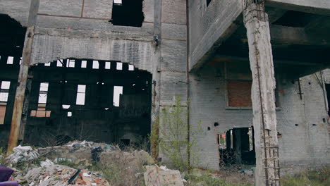 empty ruined place. abandoned territory with destroyed buildings with no people after the emissions of chemical attack. post-apocalyptic zone.