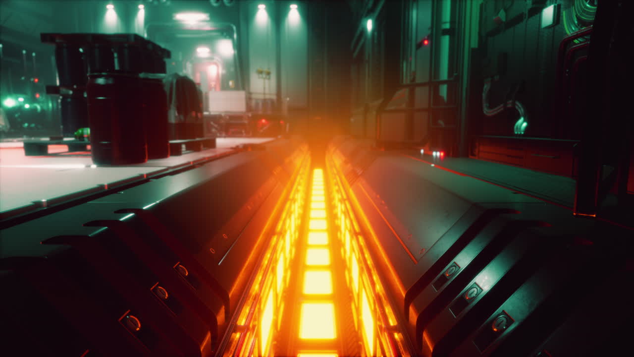 우주 기지의 미래적인 인테리어