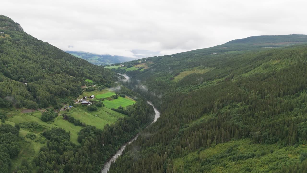Aerial View of a Serene Valley with a River