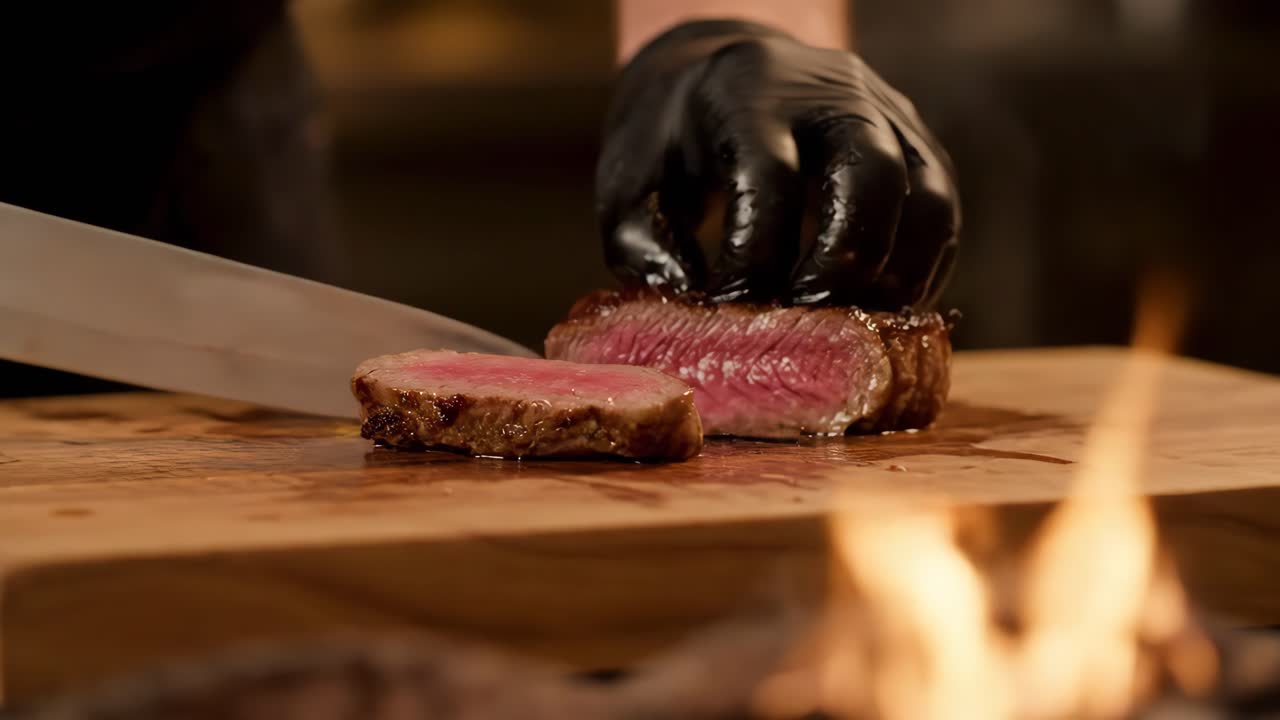 cortando un delicioso filete