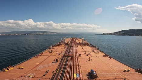 timelapse oil tanker bow dardanel canakkale crossing turkey sunny day