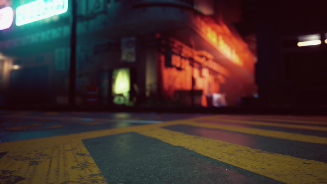 Rua da Cidade Cyberpunk à Noite