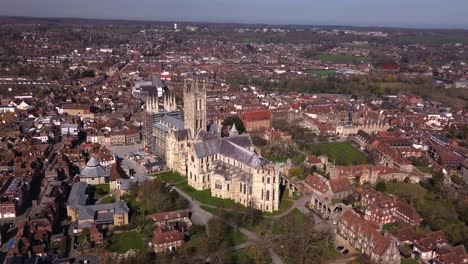 aerial shot of canterbury cathedral in canterbury, kent