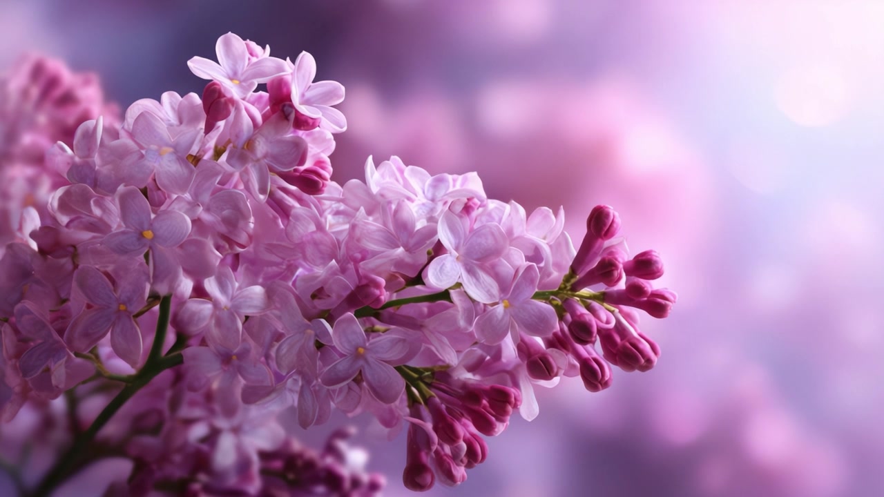 Bunga Lilac Halus dalam Nuansa Pastel Lembut, Menangkap Keindahan Bunga Alam dalam Kemegahan Musiman, Menekankan Pesona Ethereal dan Kehadiran Anggunnya