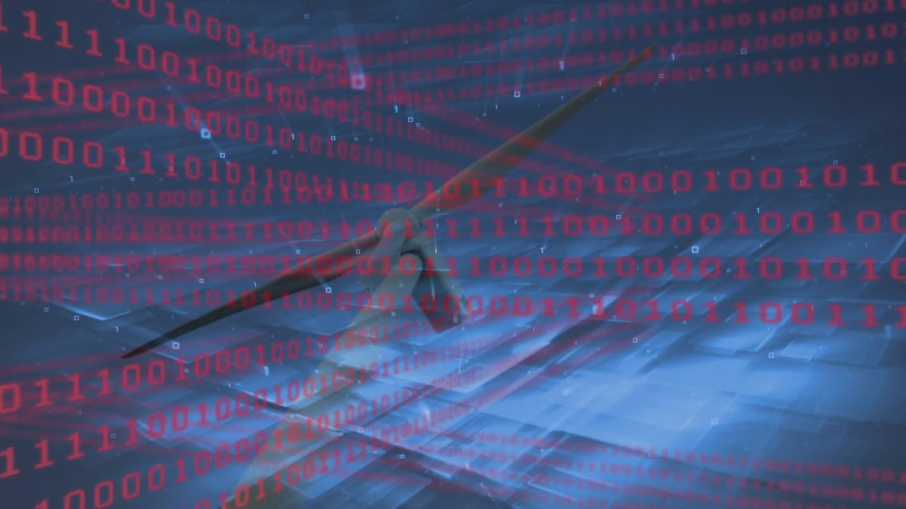 Animation of data processing over wind turbine