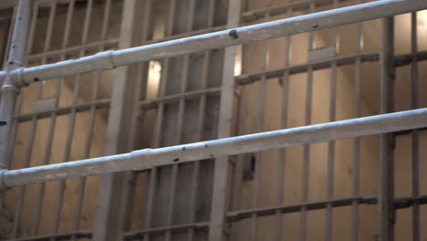 alcatraz federal penitentiary, metal bars and prison cells. california usa