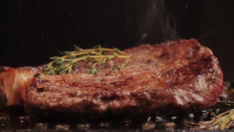 sizzling rib eye steak