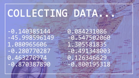 animación del procesamiento de datos sobre el mapa del mundo
