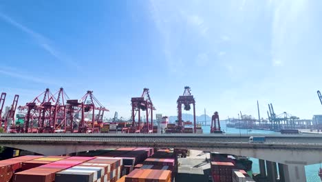 cranes and containers at a busy port