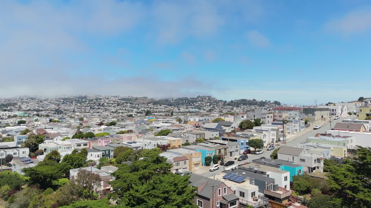 Drone footage captures the Excelsior neighborhood of San Francisco, revealing vibrant streets, diverse homes, and the gentle slopes that shape the character of these residential districts